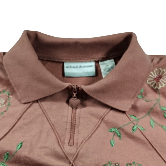 Alfred Dunner Tops - Vtg‎ Alfred Dunner Womens Pullover Sweater Embroidered Hearts Floral Pink sz  PL
